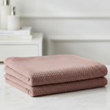 Pink Towels on Marble Surface