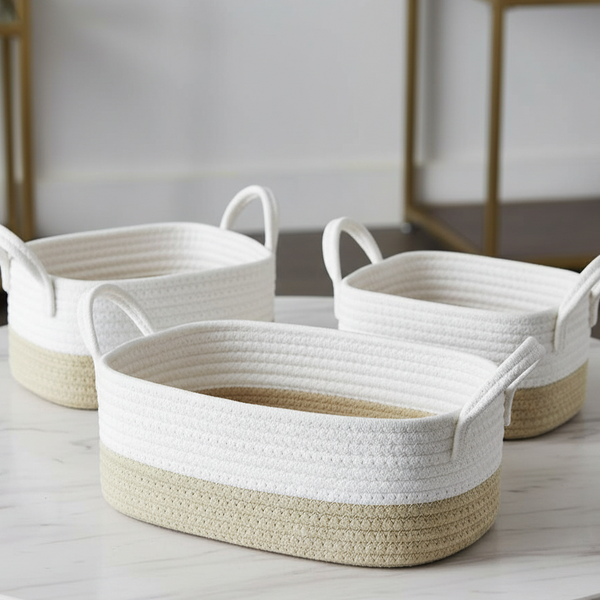 100% cotton rope 3-piece storage set