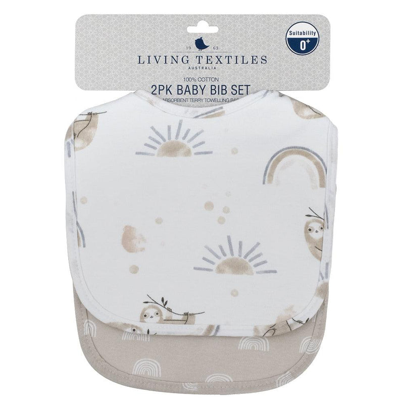 The Living Textiles - Baby Bibs Happy Sloth 2pk - Twostreetsover