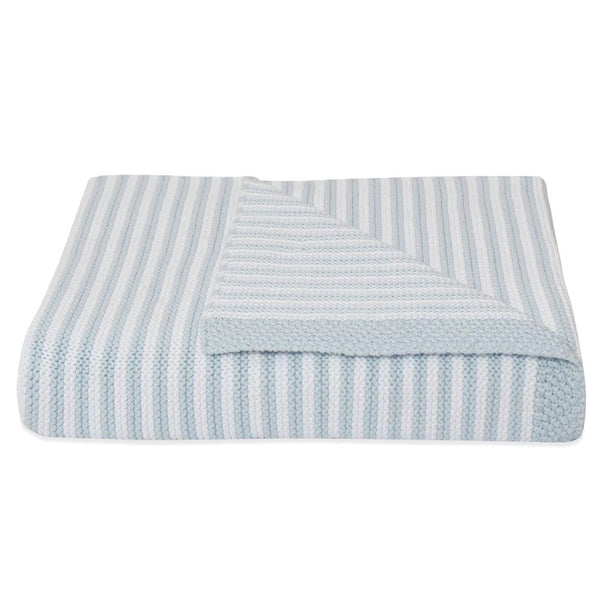 The Living Textiles - Knit Stripe Blanket Blue and White - Twostreetsover