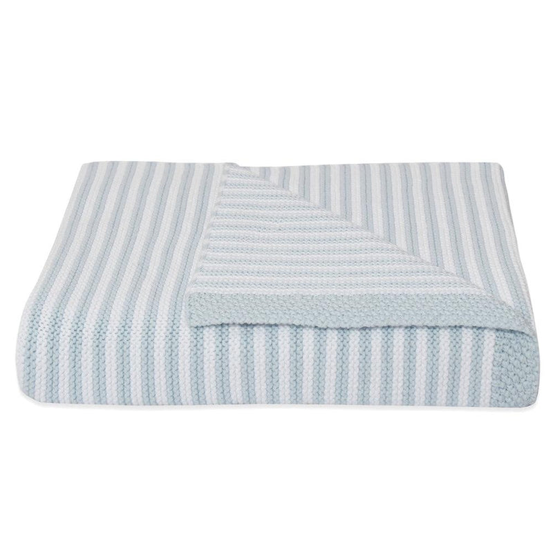 The Living Textiles - Knit Stripe Blanket Blue and White - Twostreetsover