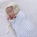 The Living Textiles - Knit Stripe Blanket Blue and White - Twostreetsover