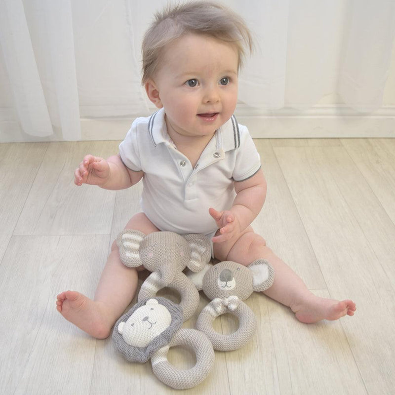 The Living Textiles - Knitted Rattle Eli the Elephant - Twostreetsover