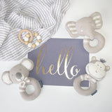 The Living Textiles - Knitted Rattle Eli the Elephant - Twostreetsover