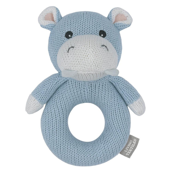 The Living Textiles - Knitted Rattle Henry the Hippo - Twostreetsover