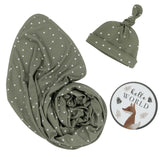 The Living Textiles - Newborn Gift Set Olive spots - Twostreetsover