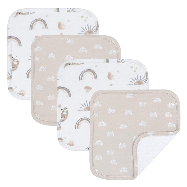 The Living Textiles - Wash Cloth Happy Sloth 4pk - Twostreetsover